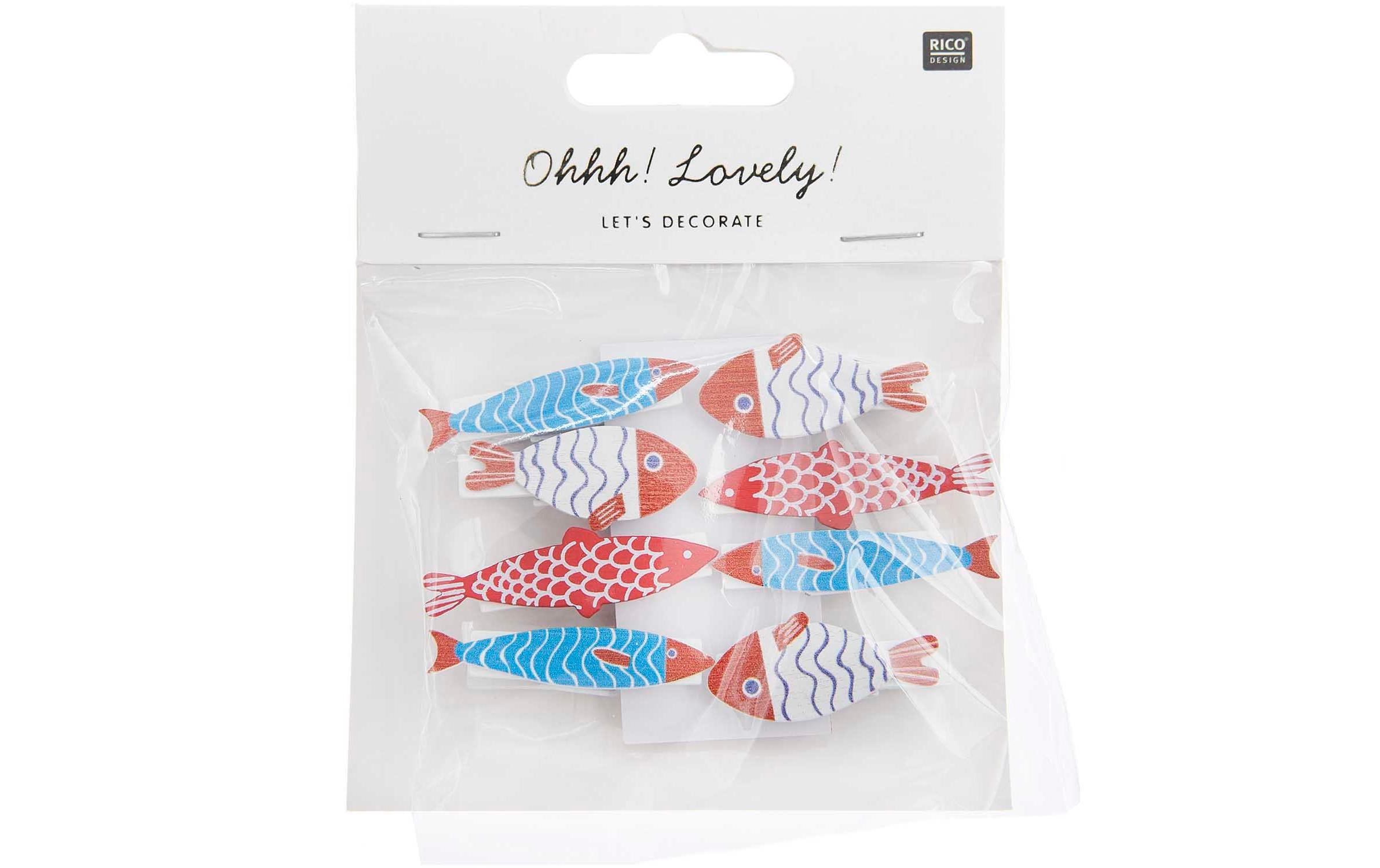Rico Design Dekoklammer Fische 8 Stück, Mehrfarbig Rico Design Dekoklammer Fische 8 Stück, Mehrfarbig