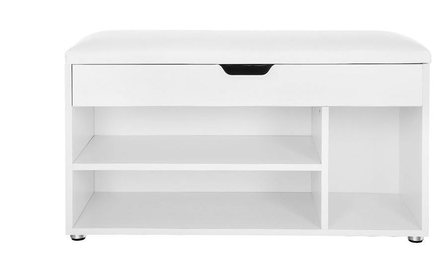 VASAGLE Sitzbank mit Polster 80 x 44 cm, Weiss