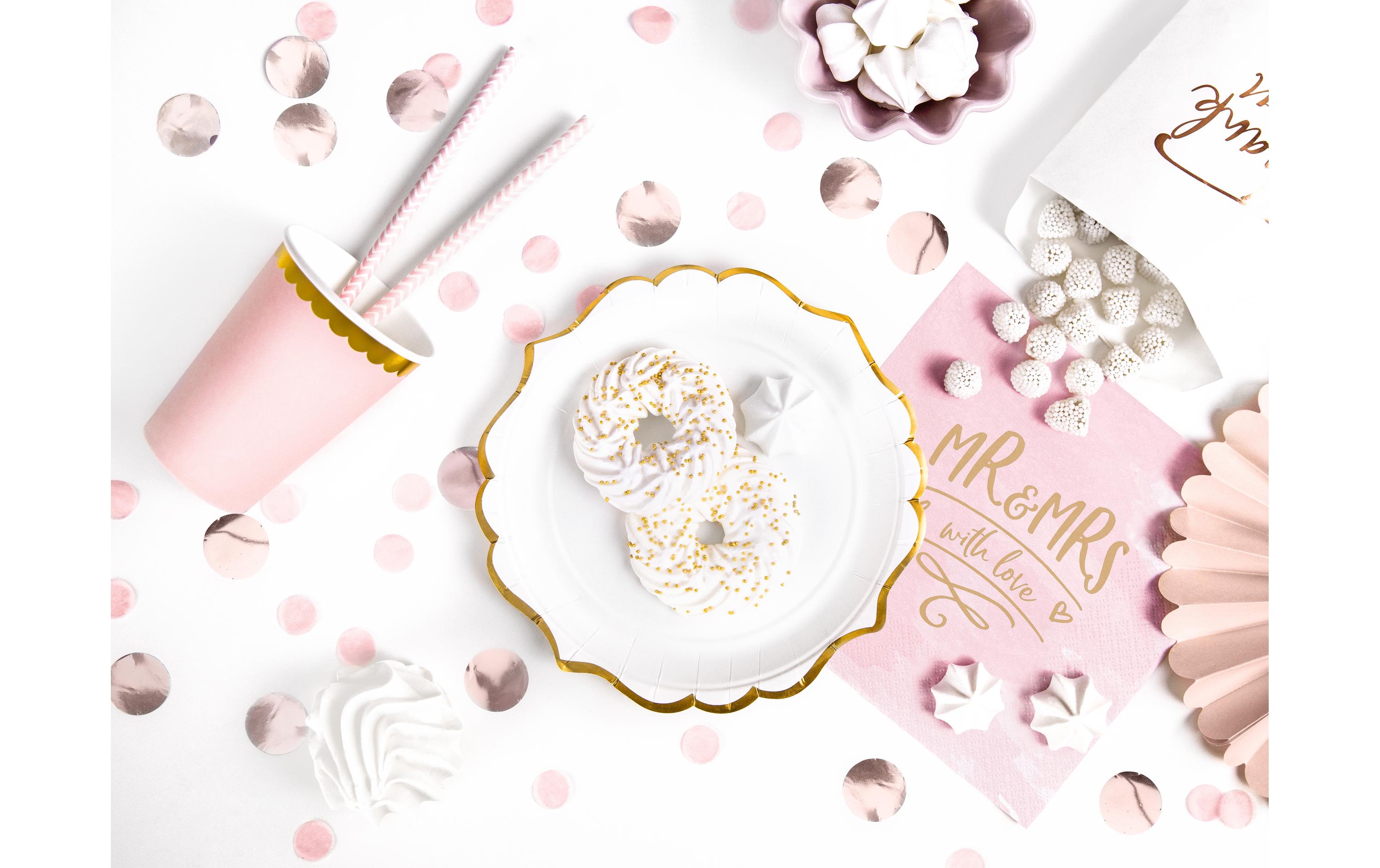 Partydeco Einwegteller mit Goldrand 18.5 cm, 6 Stück, Weiss