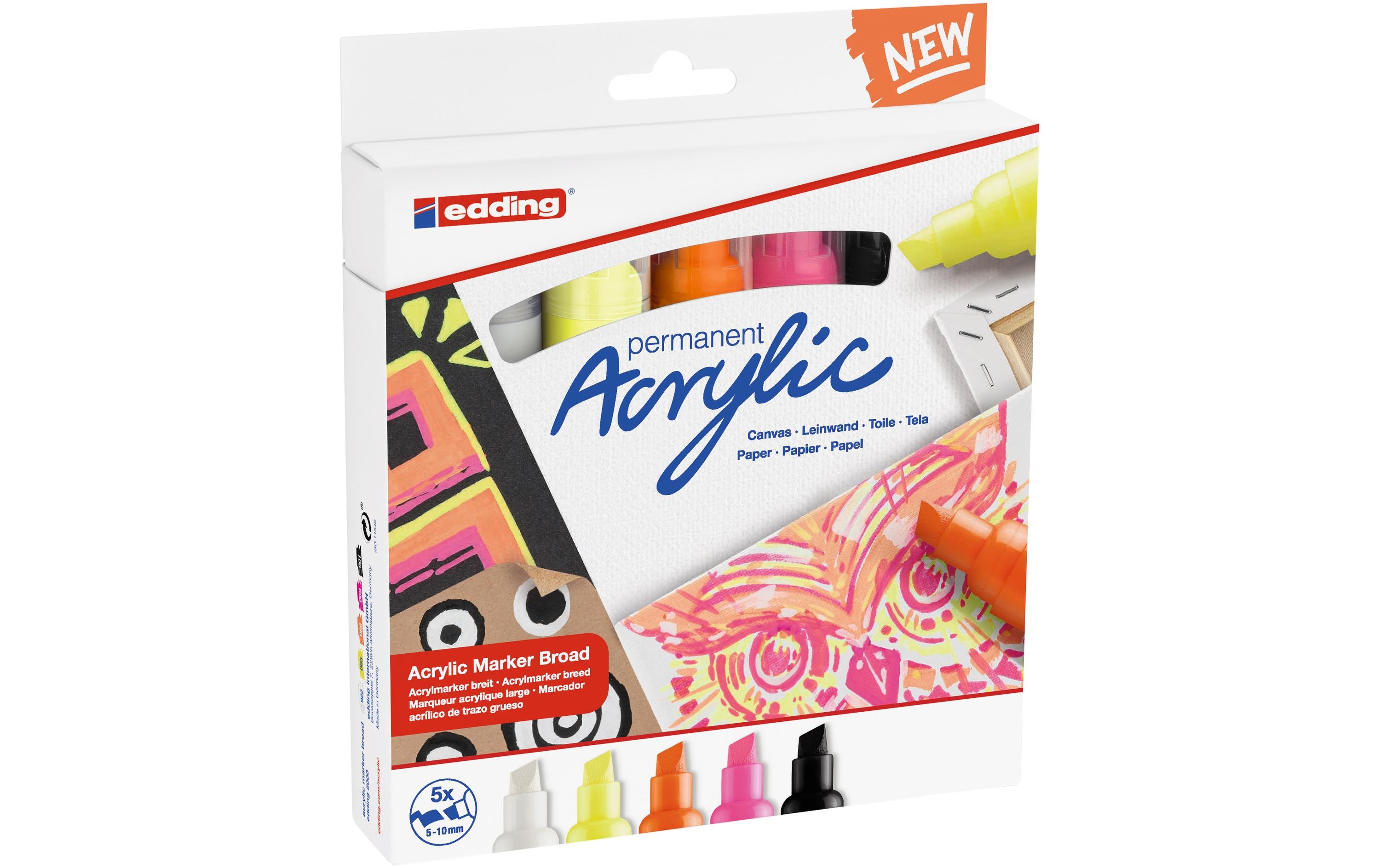 edding Acrylmarker 5000 Neon, 5 Stück
