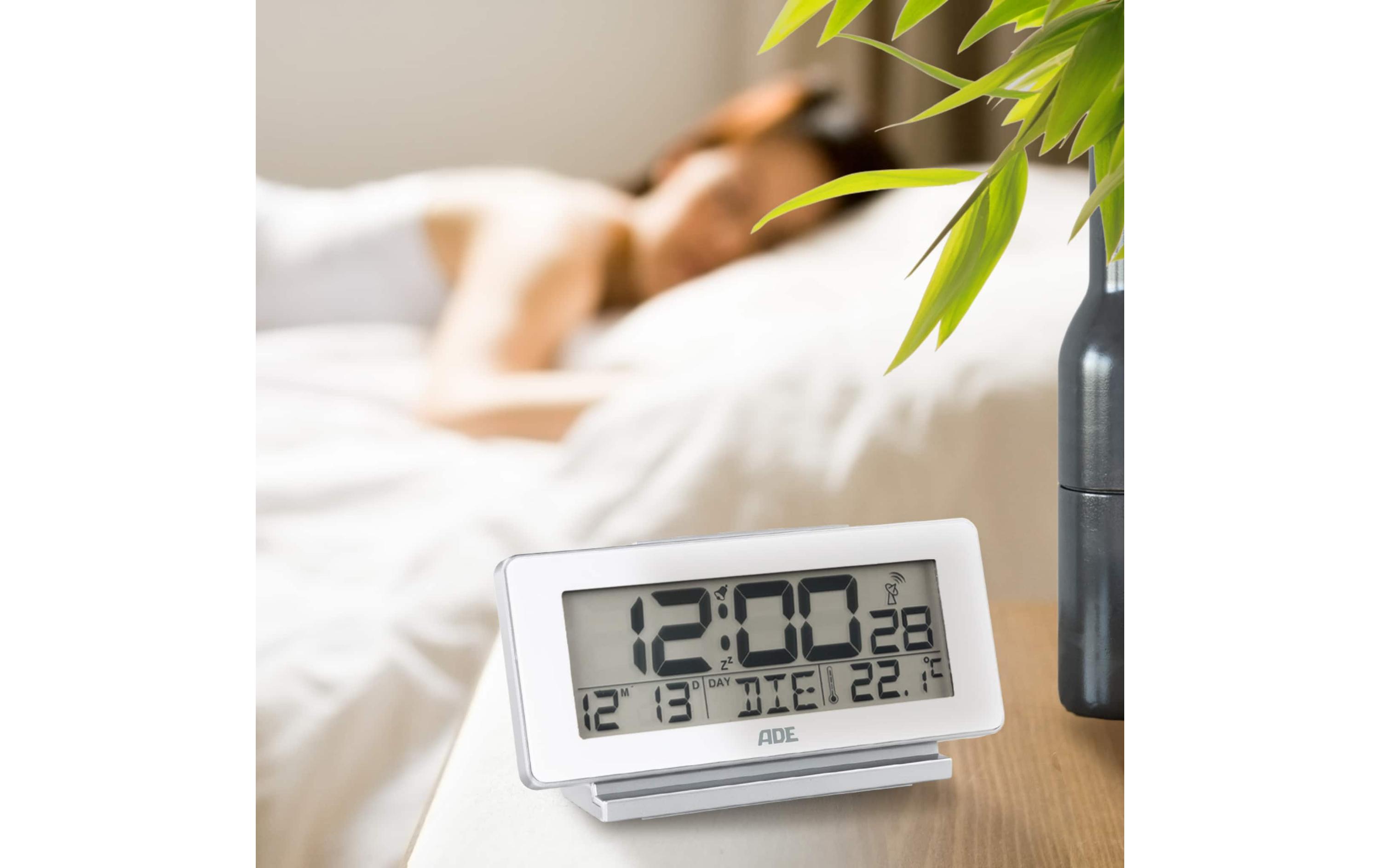 ADE Funkwecker mit Temperatur und Datumsanzeige, Weiss
