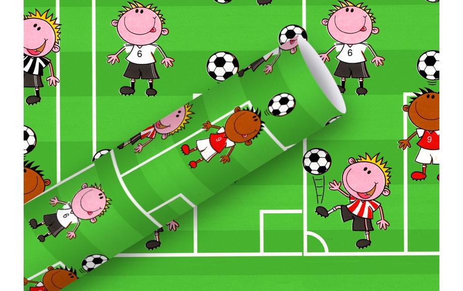 Braun + Company Geschenkpapier Fussball g/m², Mehrfarbig, 70 cm x 2 m