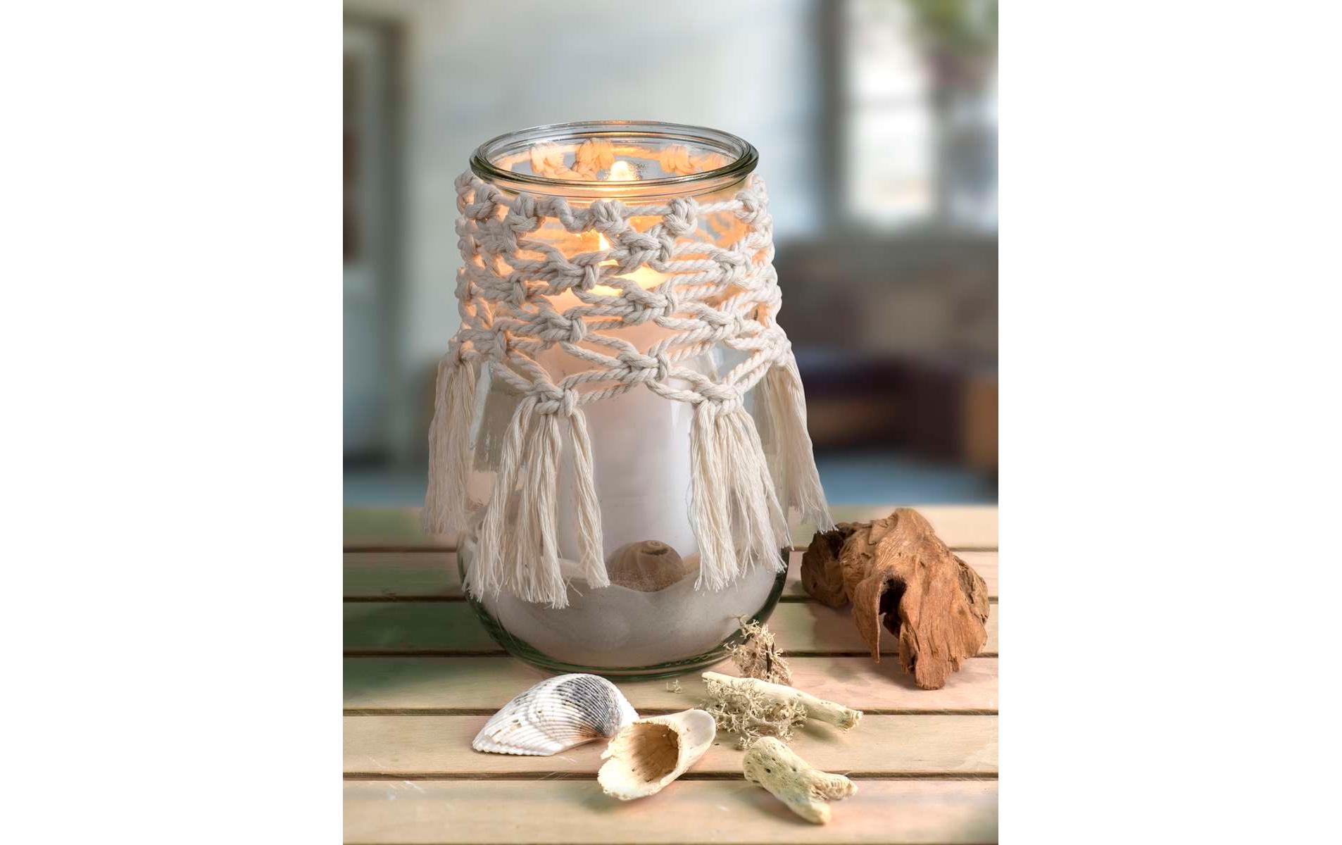 Glorex Wolle Makramee Rope gedreht 3 mm, 250 g, Weiss