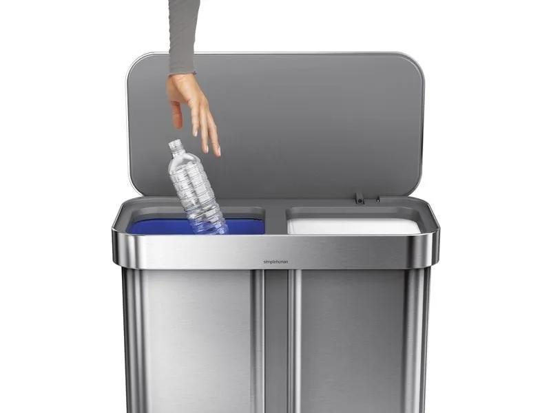 Simplehuman Abfalleimer Doppelkammer 58 l, Silber gebürstet Simplehuman Abfalleimer Doppelkammer 58 l, Silber gebürstet
