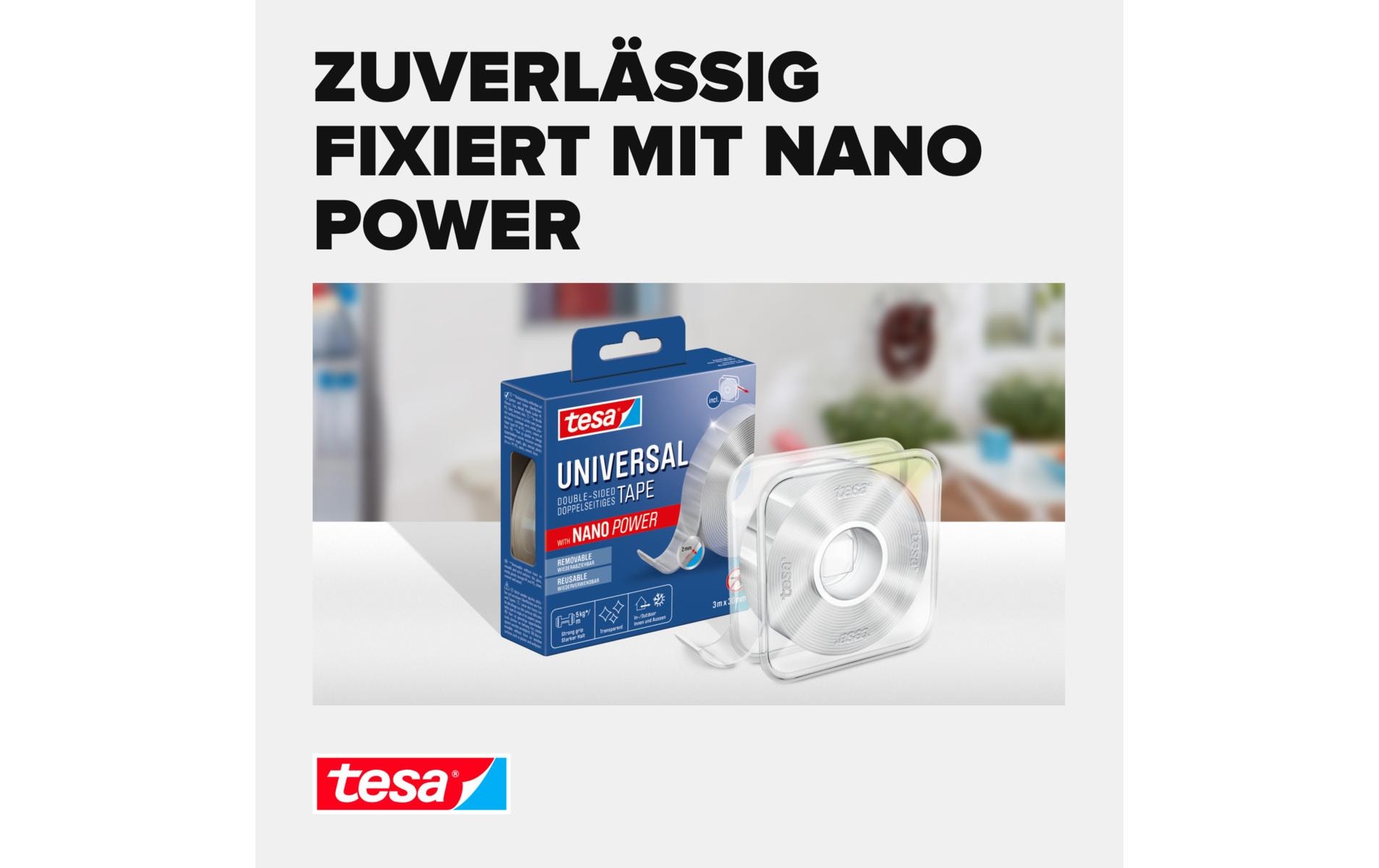 tesa Klebeband Universal Nano Tape 1 Rolle - 3 m x 30 mm