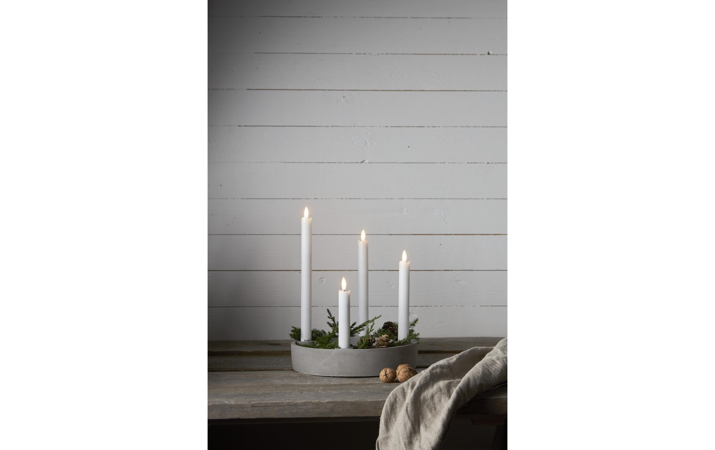 Star Trading LED-Stabkerzen Set Dinner Flamme Ø 2.1x28.5 cm, Weiss, 4 Stk