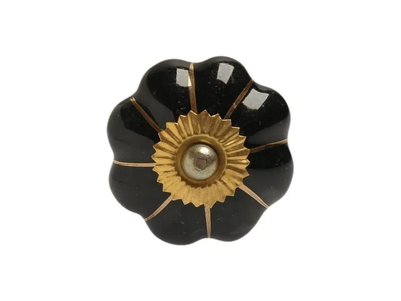 Tranquillo Möbelgriff handgemacht, Ø 4 cm, Schwarz/Gold Tranquillo Möbelgriff handgemacht, Ø 4 cm, Schwarz/Gold