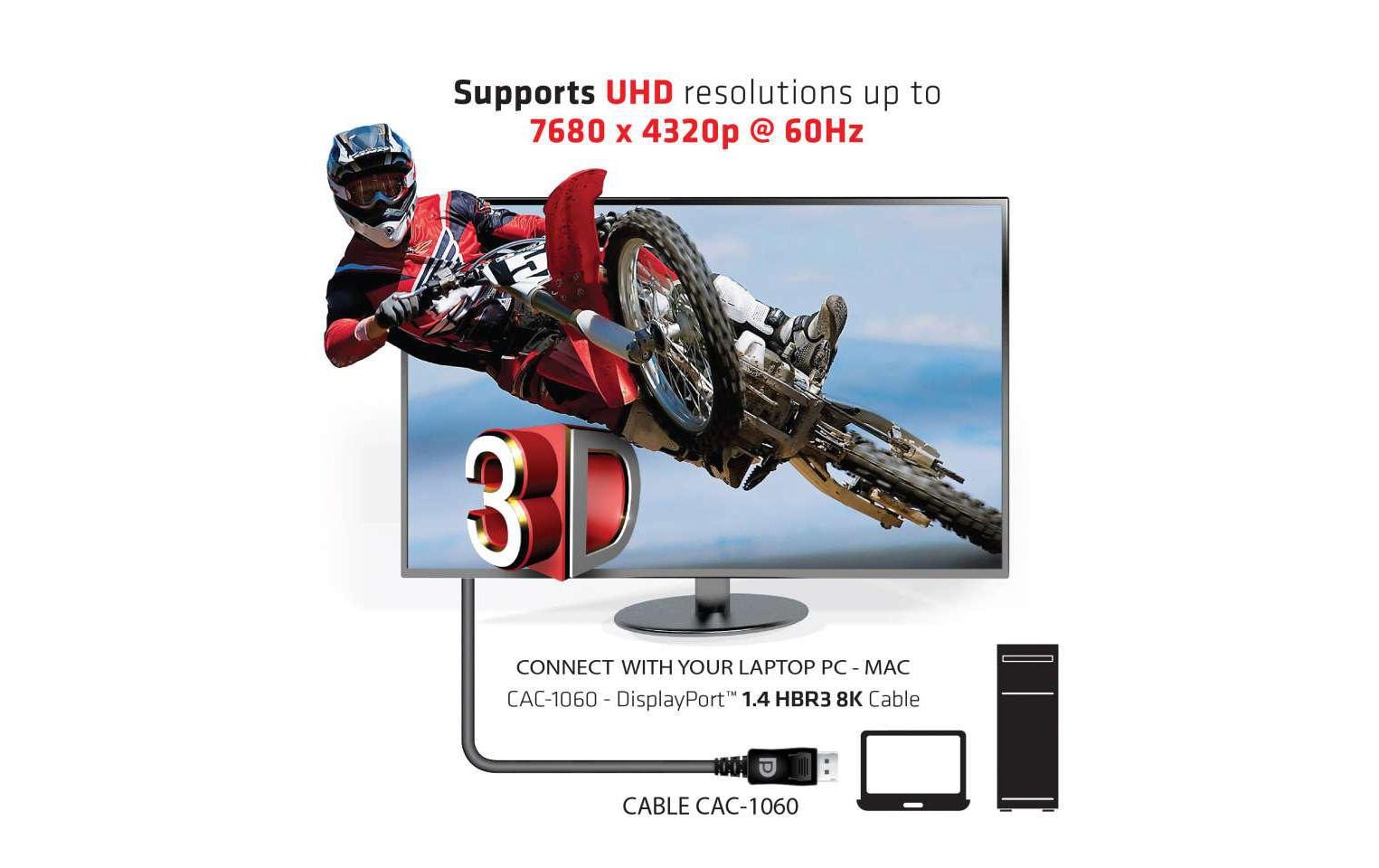 Club 3D Kabel DisplayPort 1.4 - DisplayPort 1.4 HBR3 8K, 3 m