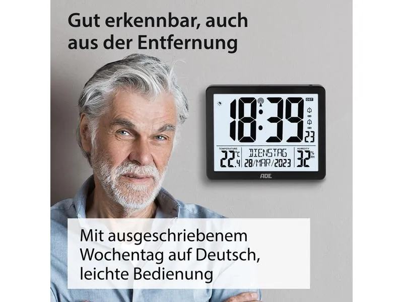ADE Wanduhr XL, Schwarz/Weiss ADE Wanduhr XL, Schwarz/Weiss