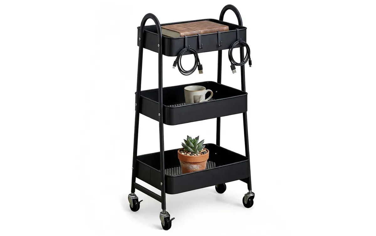 relaxdays Rollregal 44 x 80 x 32 cm, Schwarz