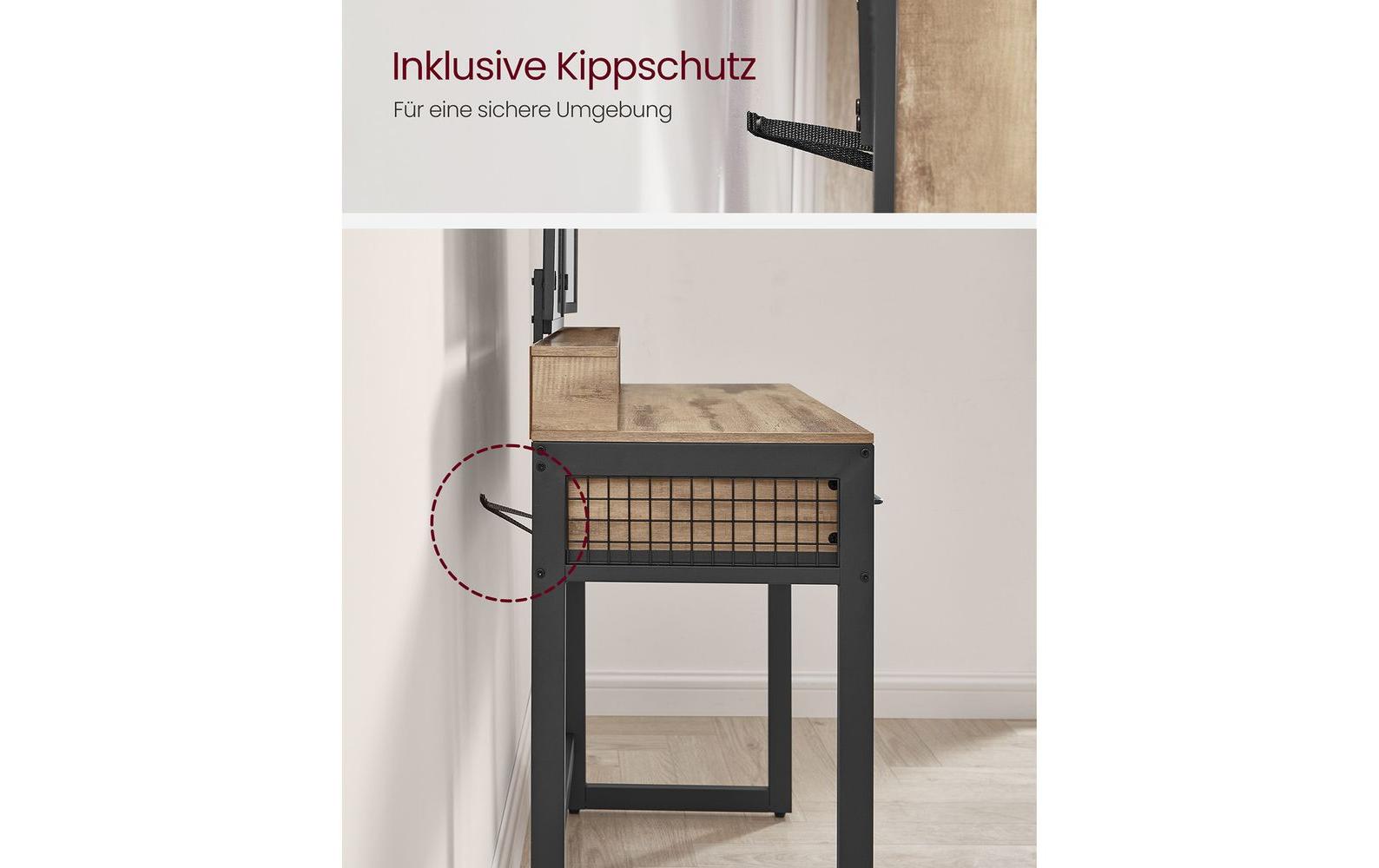 VASAGLE Schminktisch mit Hocker und Spiegel Vintage braun/Schwarz