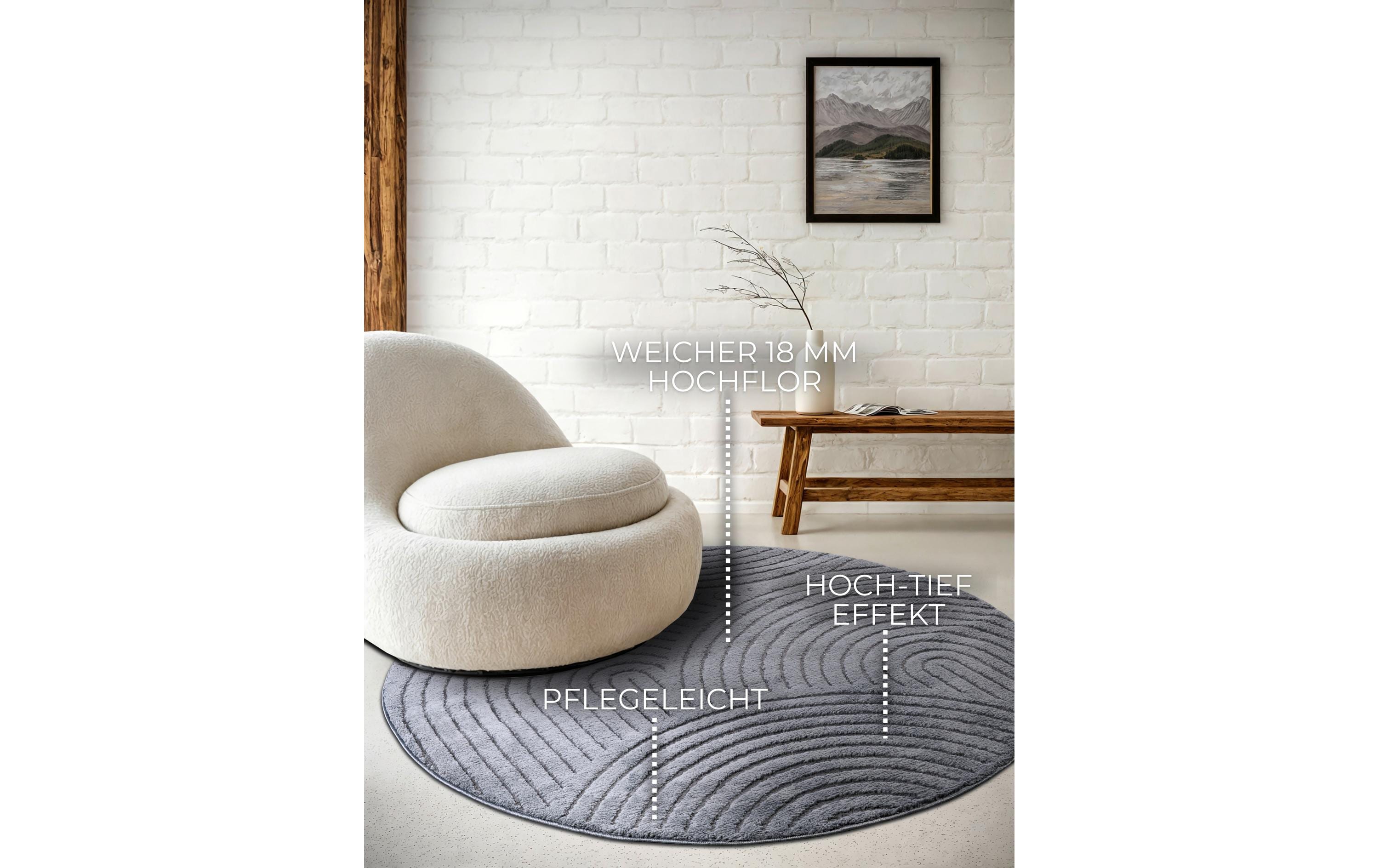 Elle Decoration Teppich Panglao Ø 160 cm, Anthracite