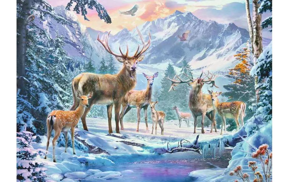 Ravensburger Puzzle Rehe und Hirsche im Winter 1000 Teile