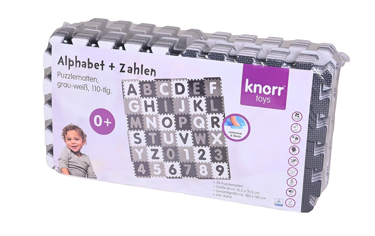 Knorrtoys Puzzlematte Alphabet + Zahlen grau-weiss