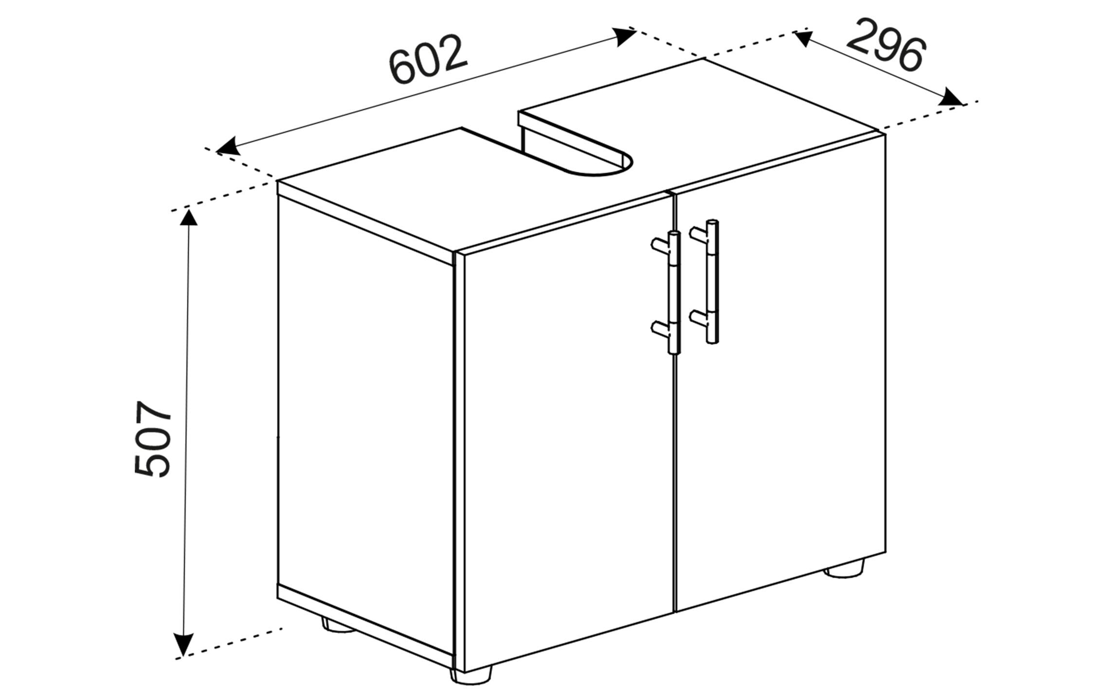 VCM Waschbeckenunterschrank Flandu II 60 x 51 cm, Weiss/Schwarz