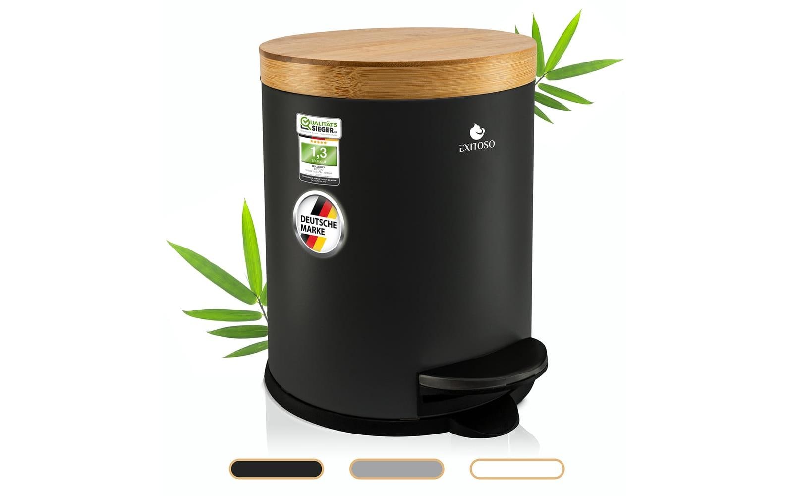 Exitoso Tretmülleimer mit Softclose-Deckel 5 l, Schwarz