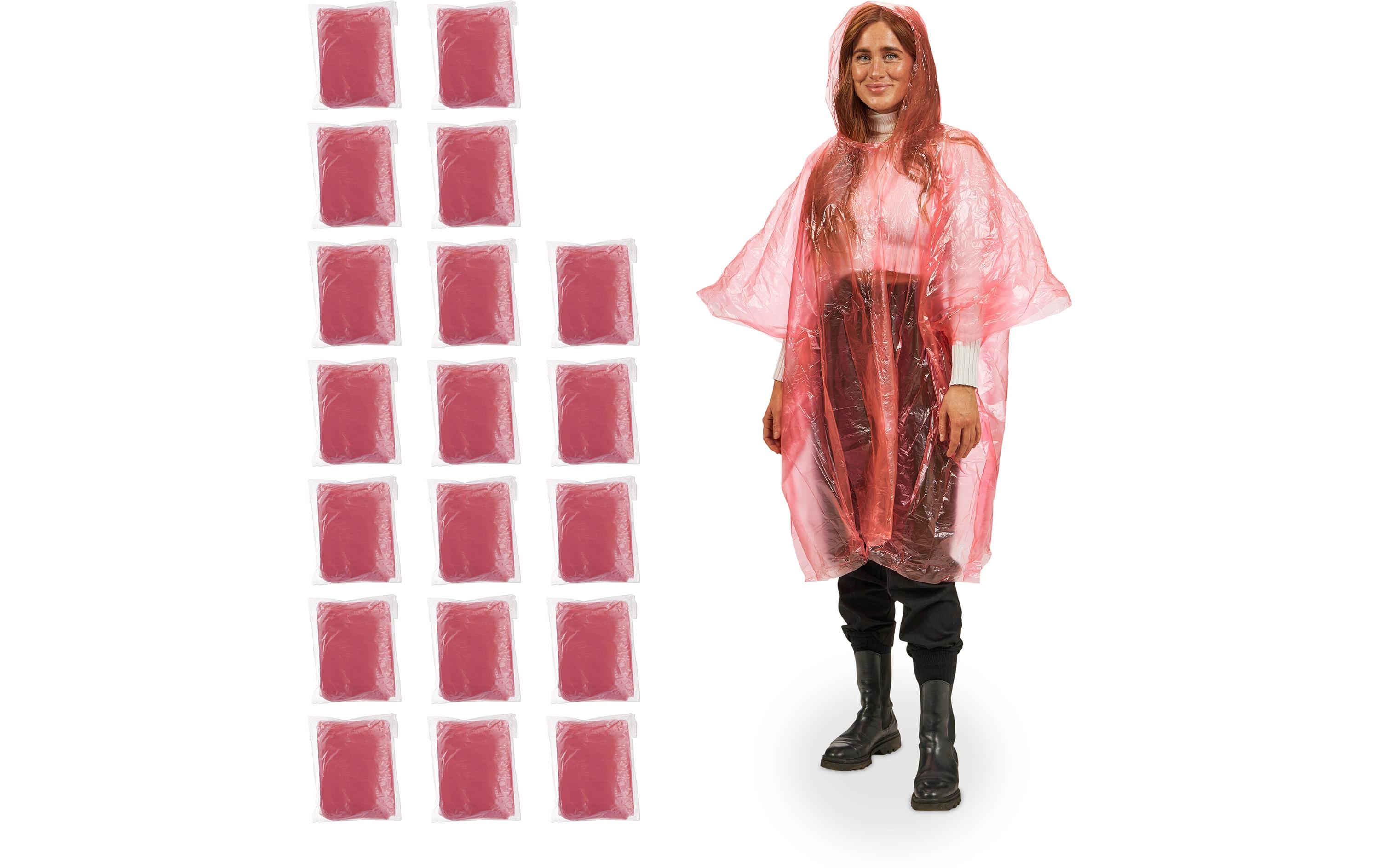 relaxdays Regenponcho 20 Stück, Rot relaxdays Regenponcho 20 Stück, Rot