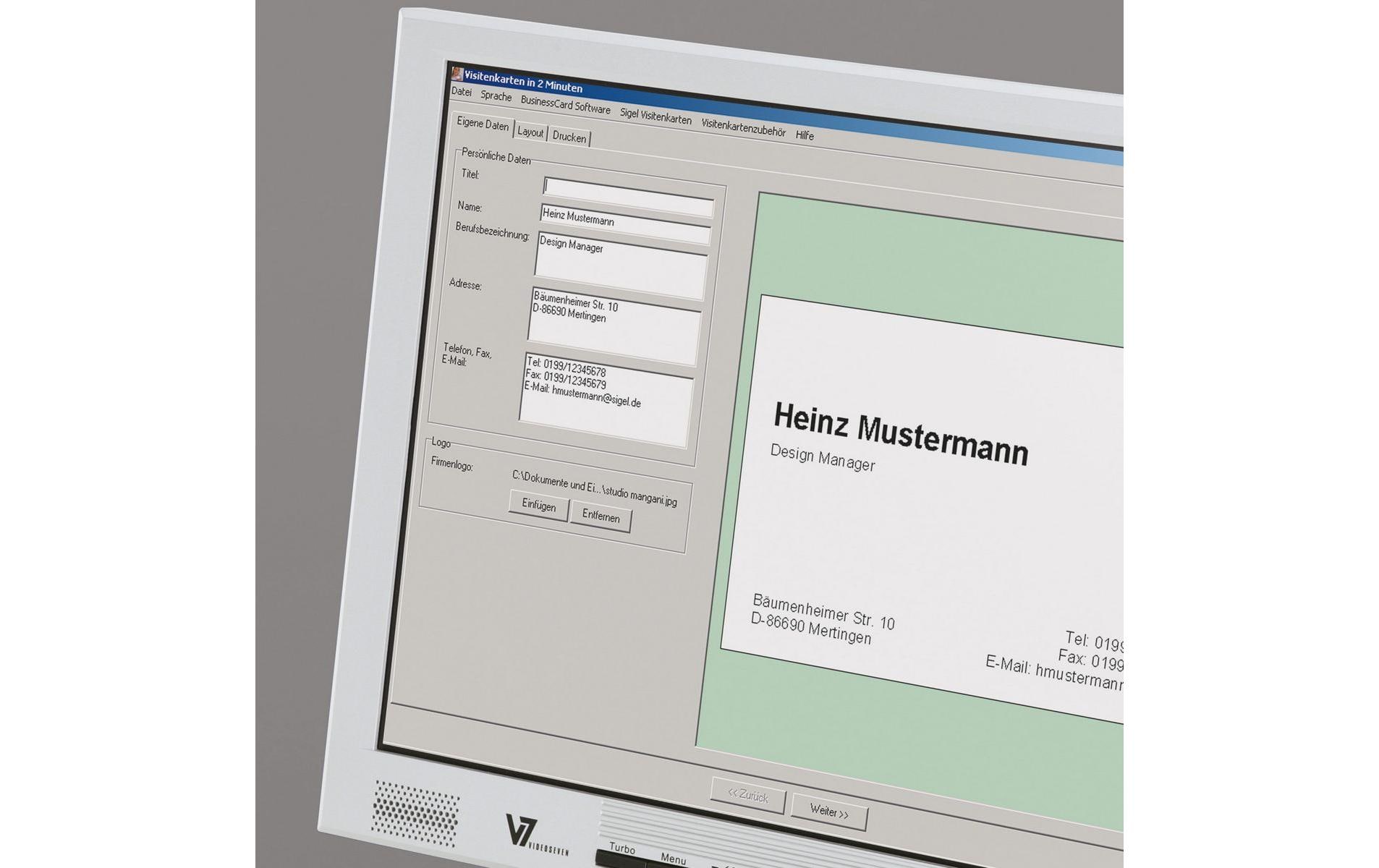 Sigel Visitenkarten-Etiketten 8.5 x 5.5 cm, 15 Blatt, 200 g, Weiss