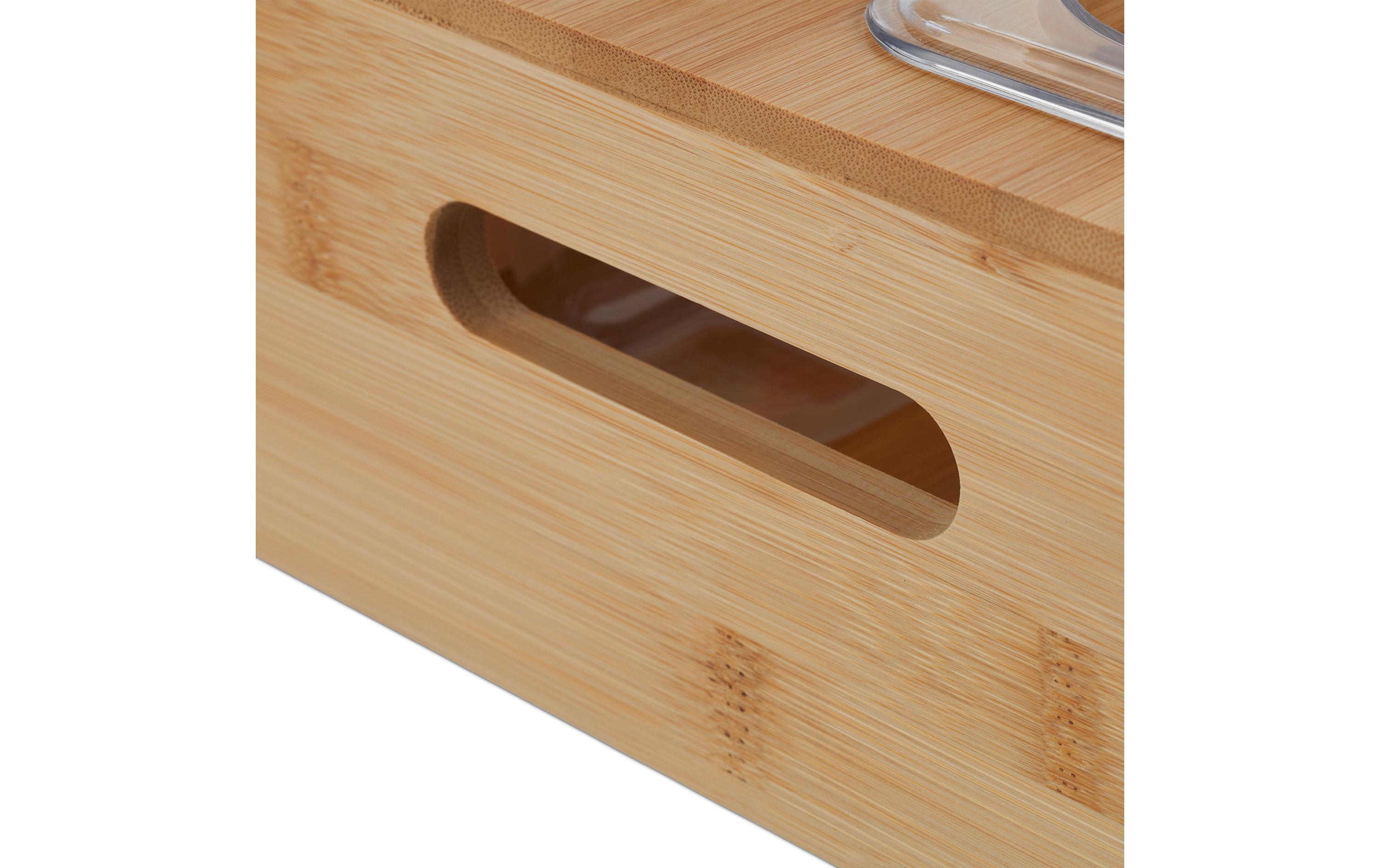 relaxdays Serviertablett Hellbraun/Transparent