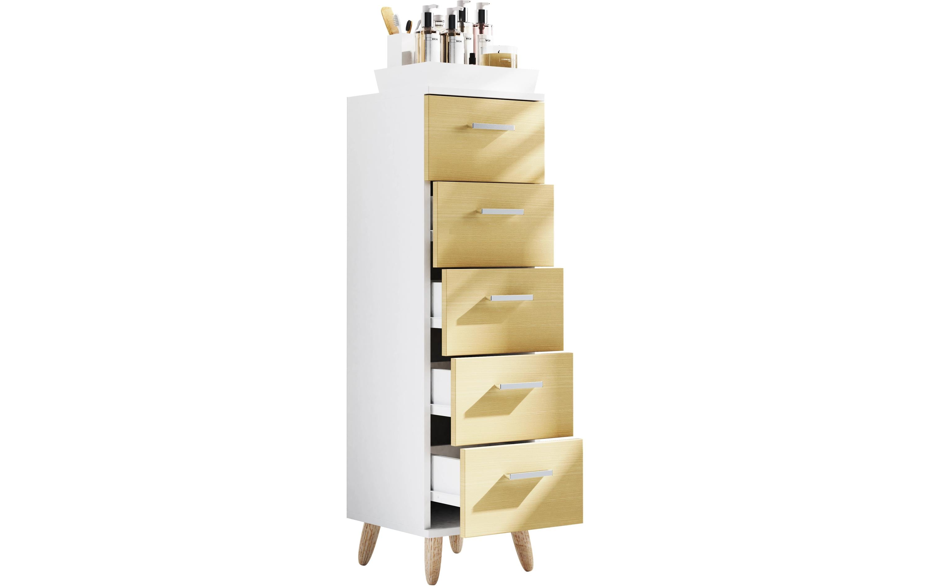 VCM Kommode Landos M 30 x 100 cm, Weiss/Honig-Eiche