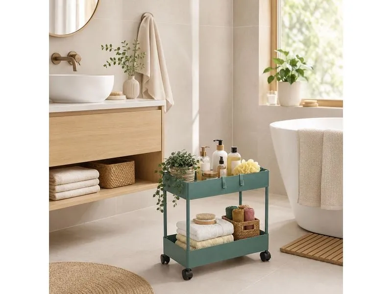 relaxdays Küchenwagen Servierwagen 39.5 x 38 x 21.5 cm, Grün
