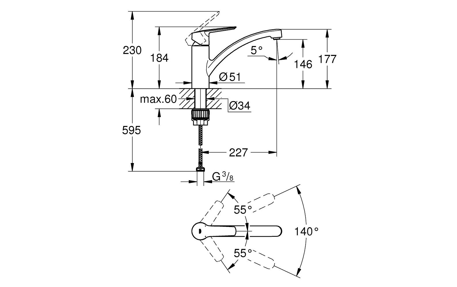 GROHE Küchenarmatur Start 1/2″, Chrom