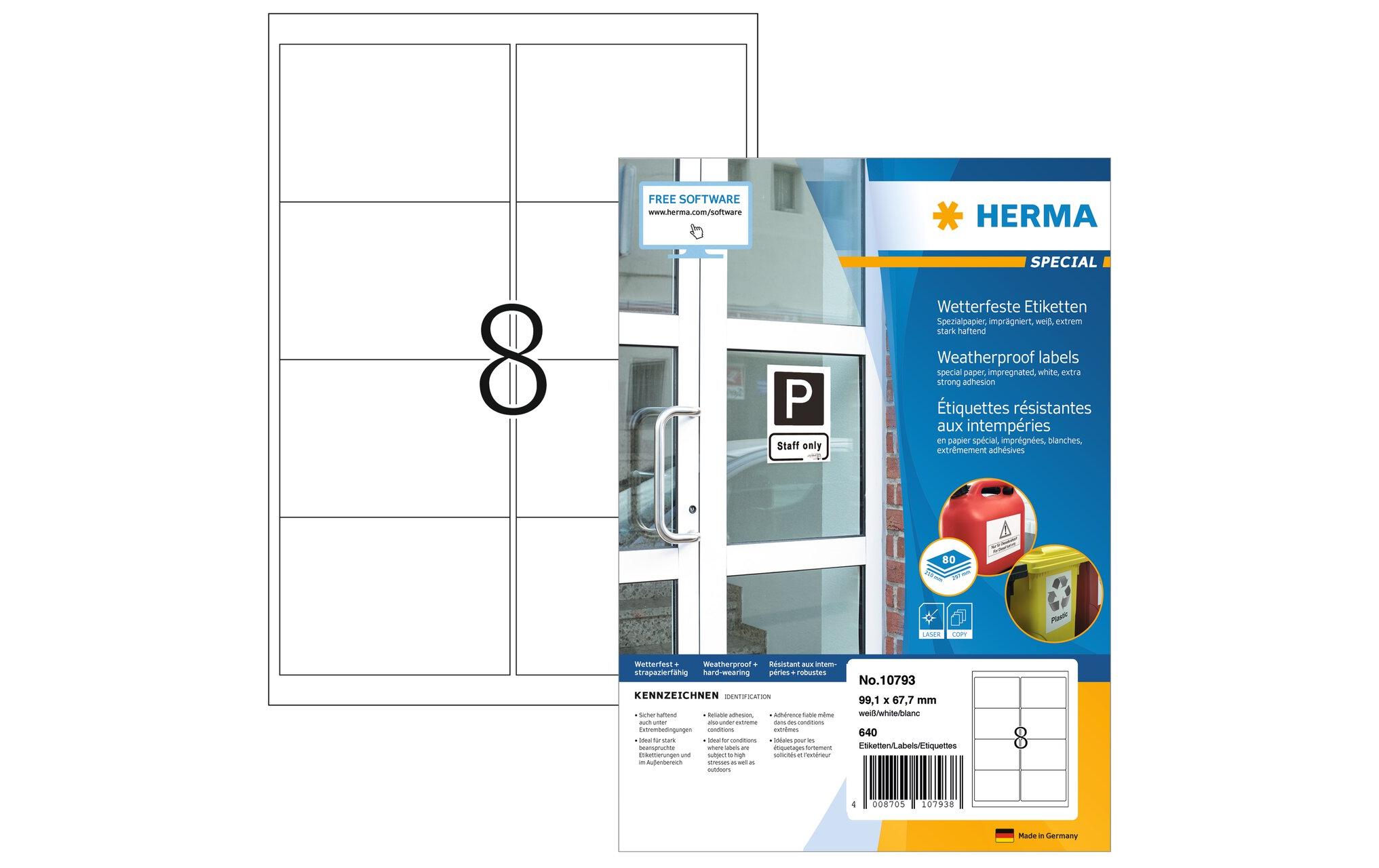 HERMA Outdoor-Etiketten 99.1 x 67.7 mm, 80 Blatt