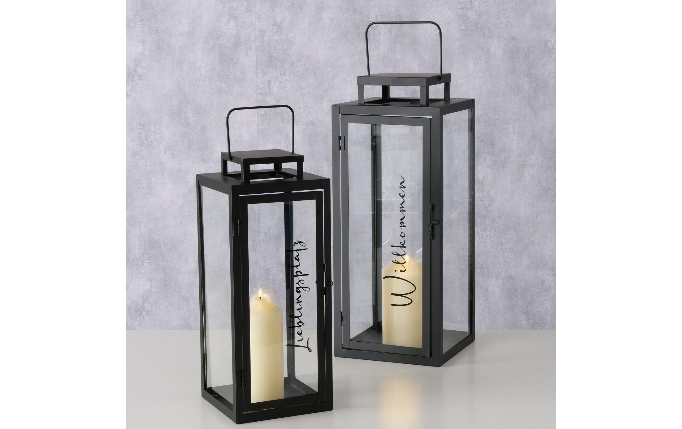 Boltze Laterne Berlin 2-teilig, 40 cm/50 cm, Schwarz
