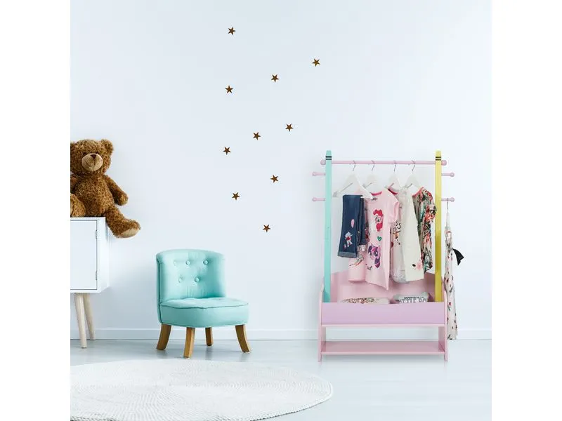 relaxdays Kleiderständer für Kinder 71 x 100.5 cm, Gelb/Rosa/Türkis relaxdays Kleiderständer für Kinder 71 x 100.5 cm, Gelb/Rosa/Türkis