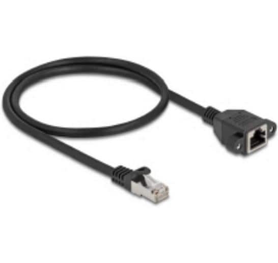 Delock Patchkabel Verlängerungskabel Cat 6A, S/FTP, 0.5 m, Schwarz