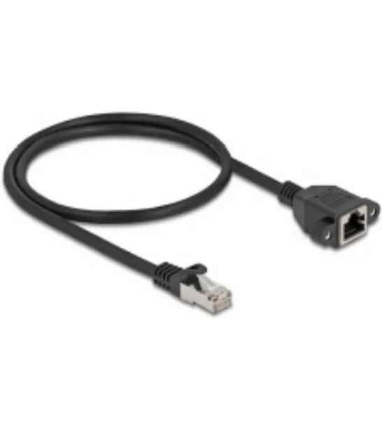 Delock Patchkabel Verlängerungskabel Cat 6A, S/FTP, 0.5 m, Schwarz