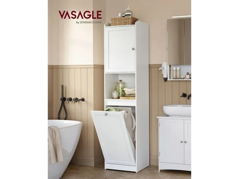 VASAGLE Badezimmerregal 40 x 170 cm, Weiss