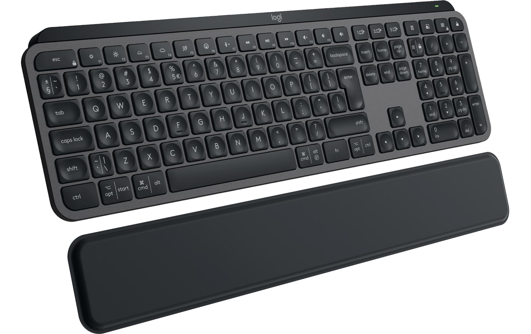 Logitech Tastatur MX Keys S Plus CH-Layout mit Handgelenkauflage