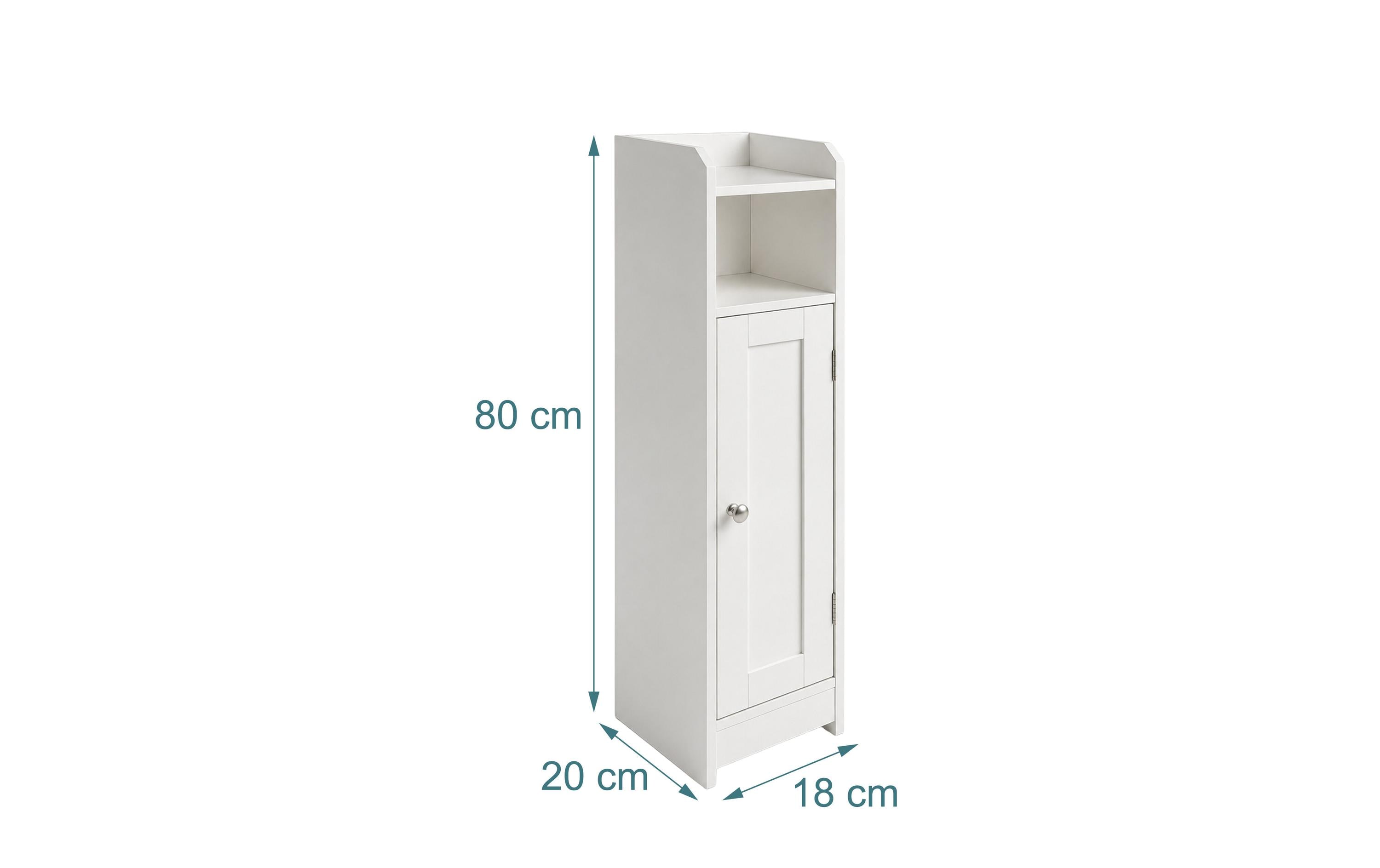 relaxdays Badschrank 18 x 80 cm, Weiss/Silber