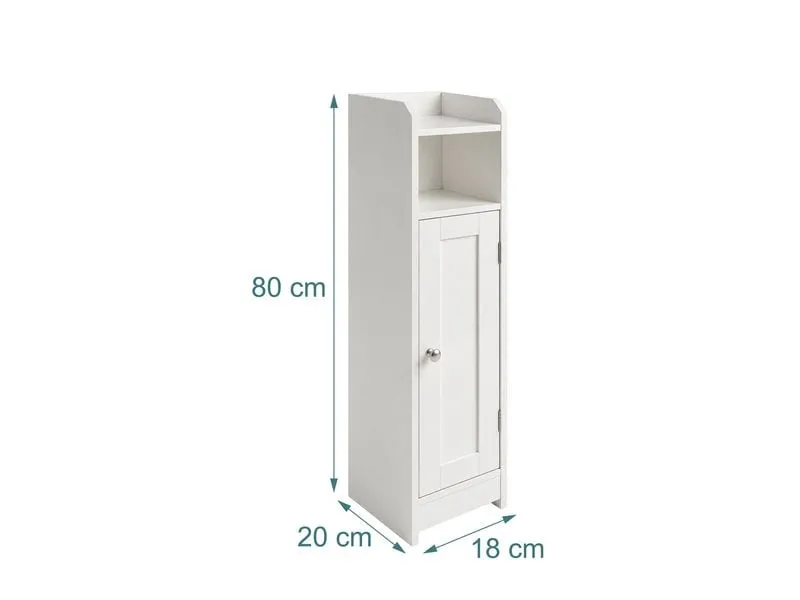 relaxdays Badschrank 18 x 80 cm, Weiss/Silber relaxdays Badschrank 18 x 80 cm, Weiss/Silber