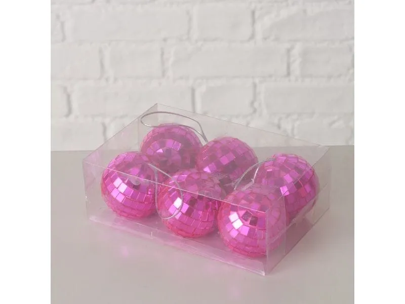 Boltze Weihnachtsschmuck Disco 6-teilig, 5 x 5 cm, Pink Boltze Weihnachtsschmuck Disco 6-teilig, 5 x 5 cm, Pink