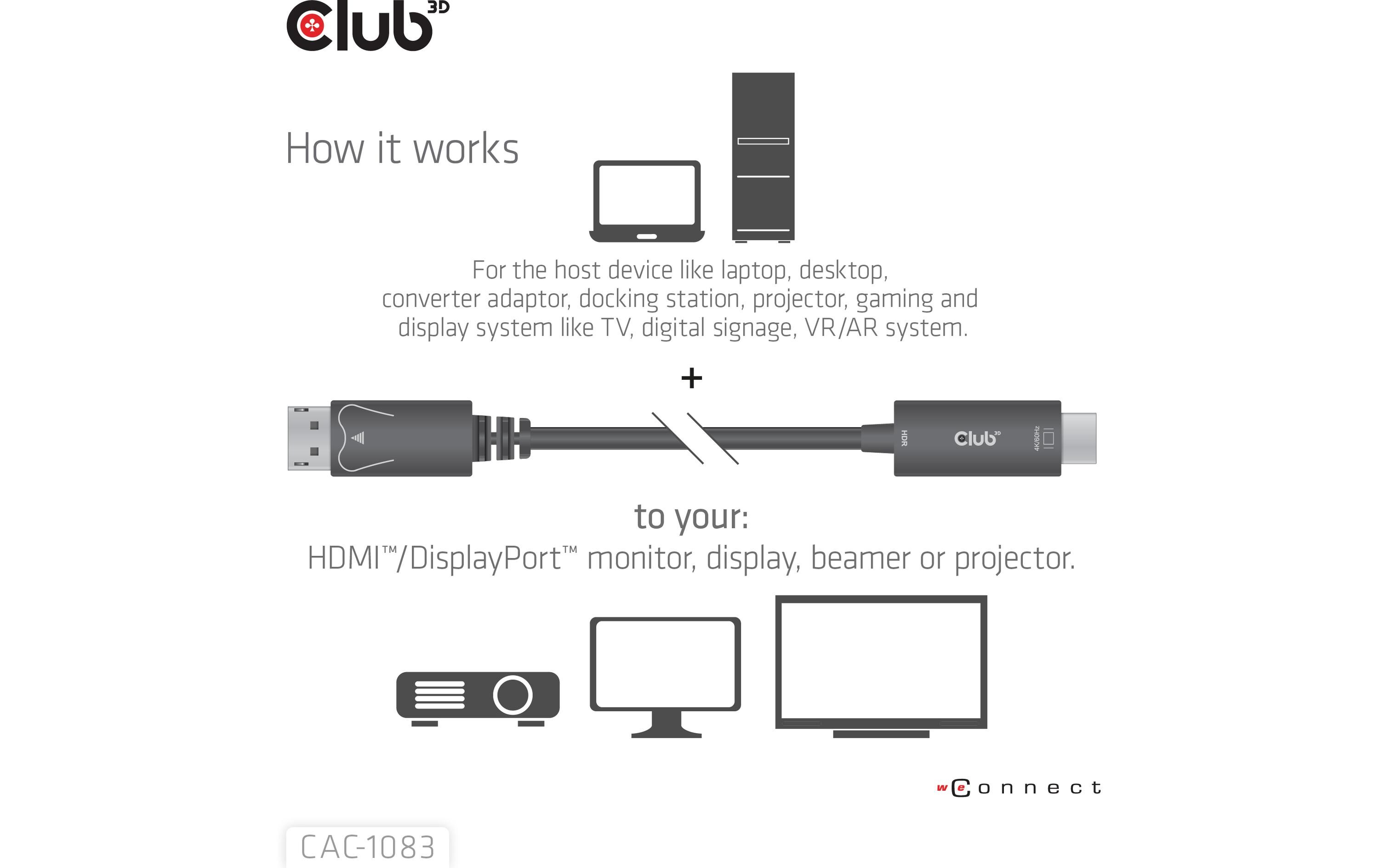 Club 3D Kabel CAC-1083 DisplayPort - HDMI, 2 m