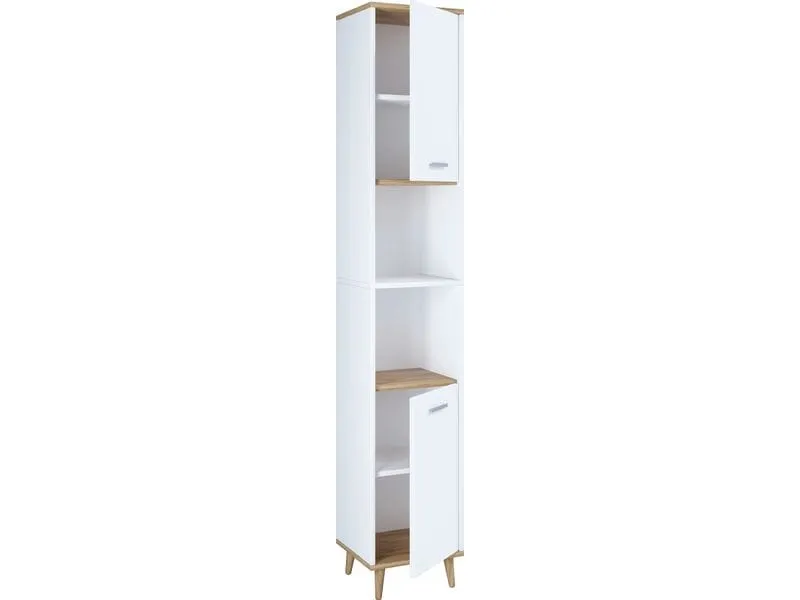VCM Badezimmerregal Landos 32 x 184 cm, Weiss/Honig-Eiche VCM Badezimmerregal Landos 32 x 184 cm, Weiss/Honig-Eiche