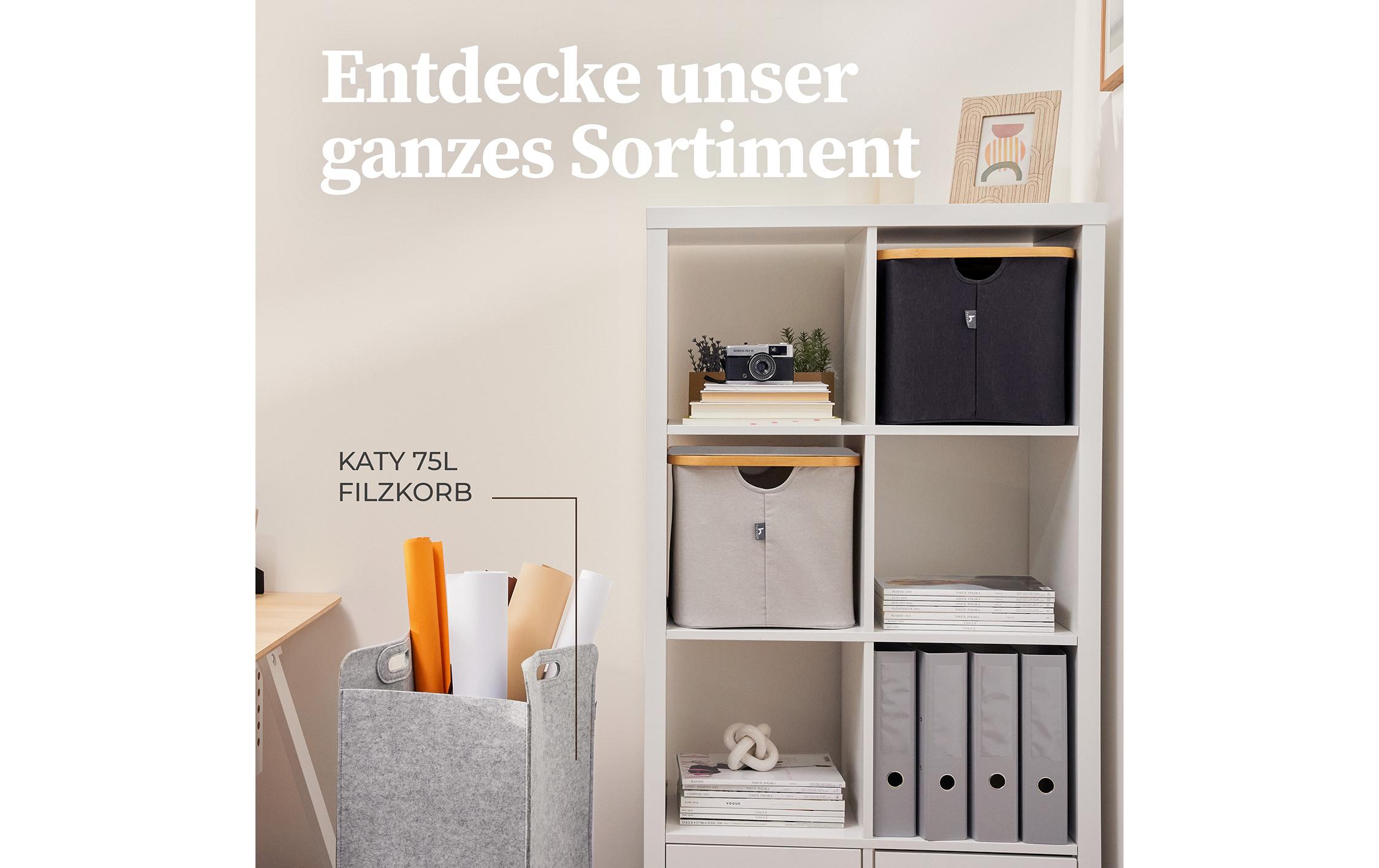 Hennez Wäschekorb Adrian 40 l, Anthrazit/Nature