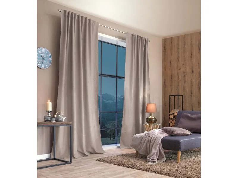 Stotz Decor AG Nachtvorhang mit Faltenband Samedan 135 cm x 145 cm, Natur
