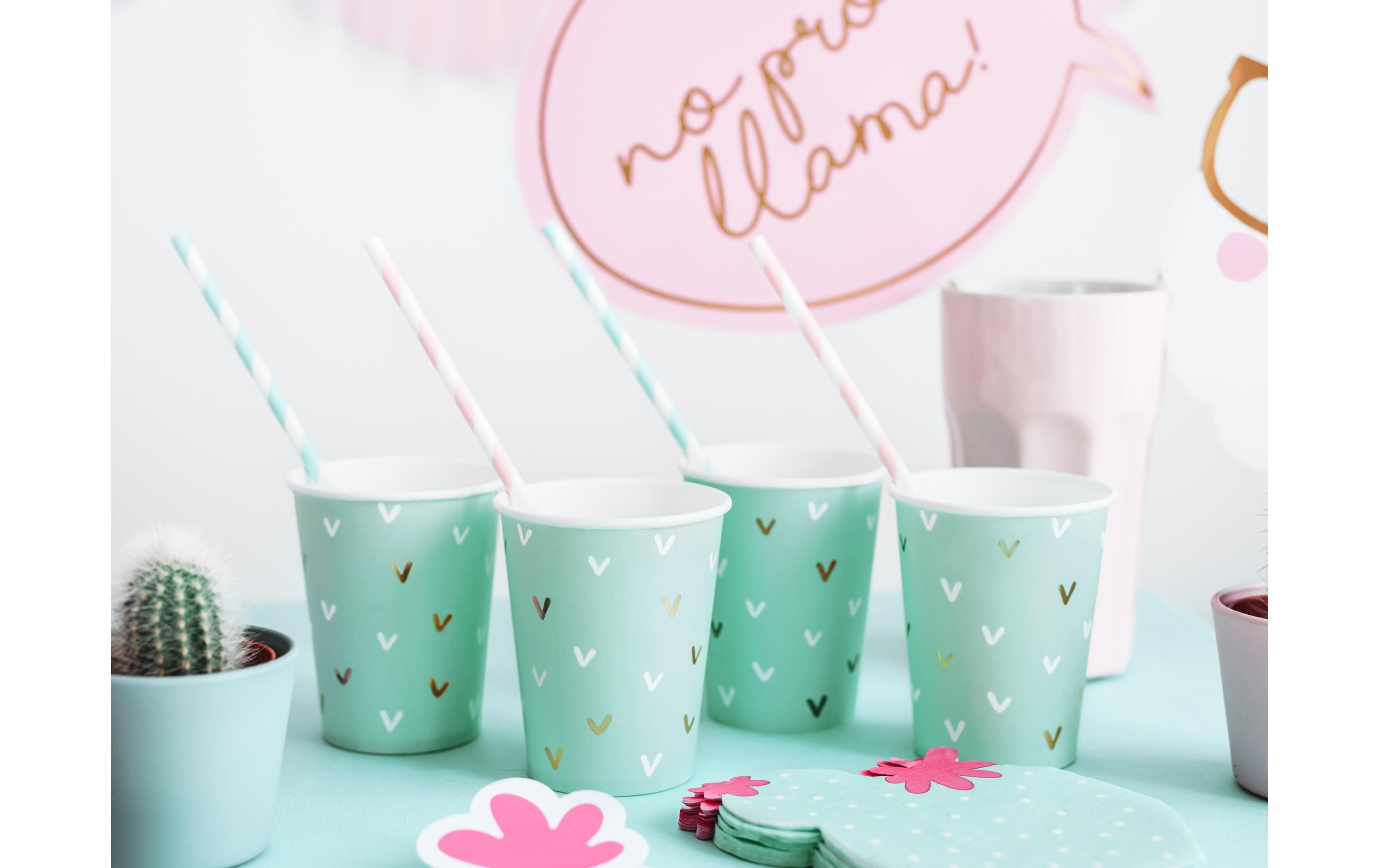 Partydeco Strohhalm 19.5 cm, 10 Stück, Rosa/Weiss