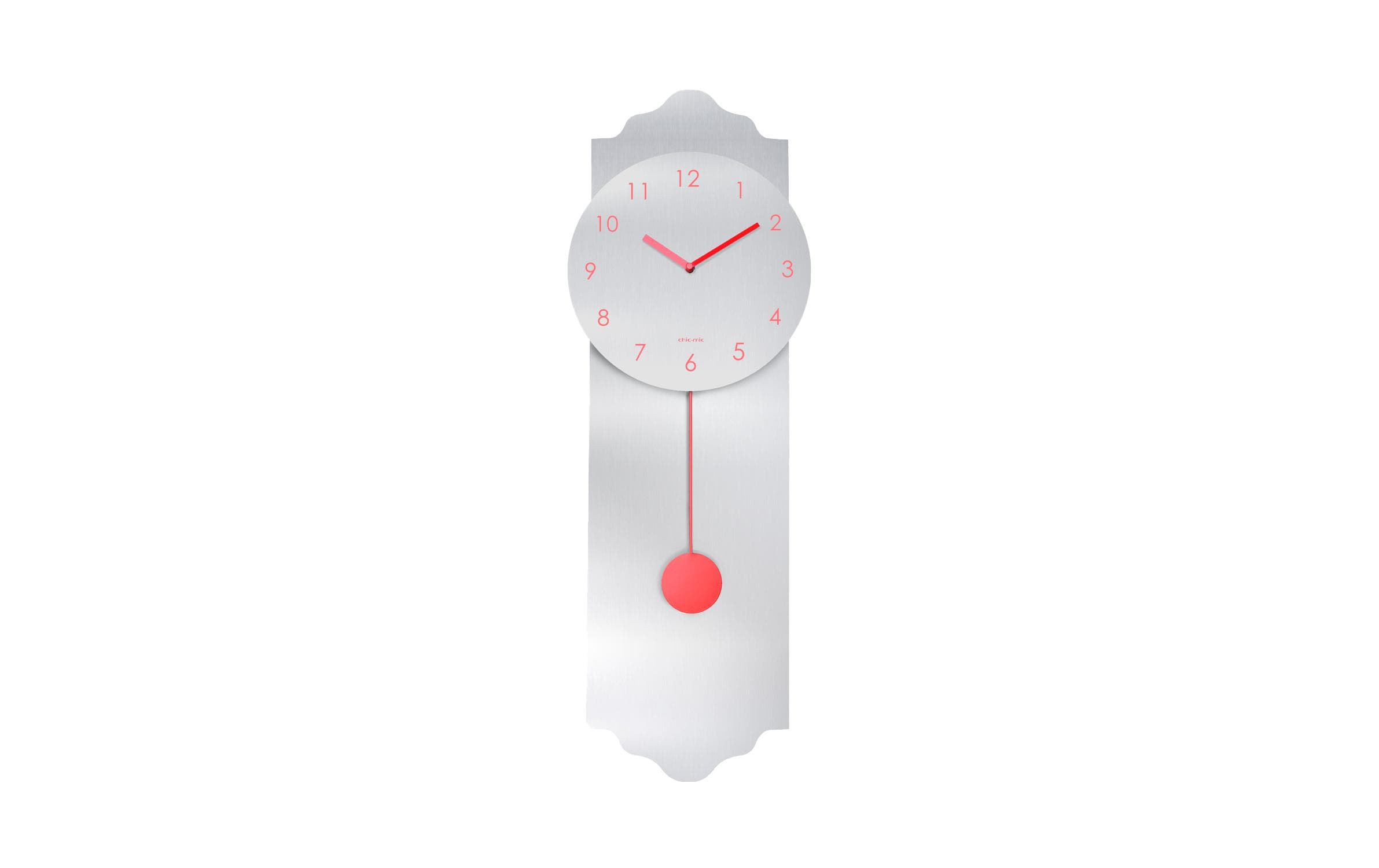 Chic Mic Wanduhr Pendelum Clock 24 x 70 cm, Weiss