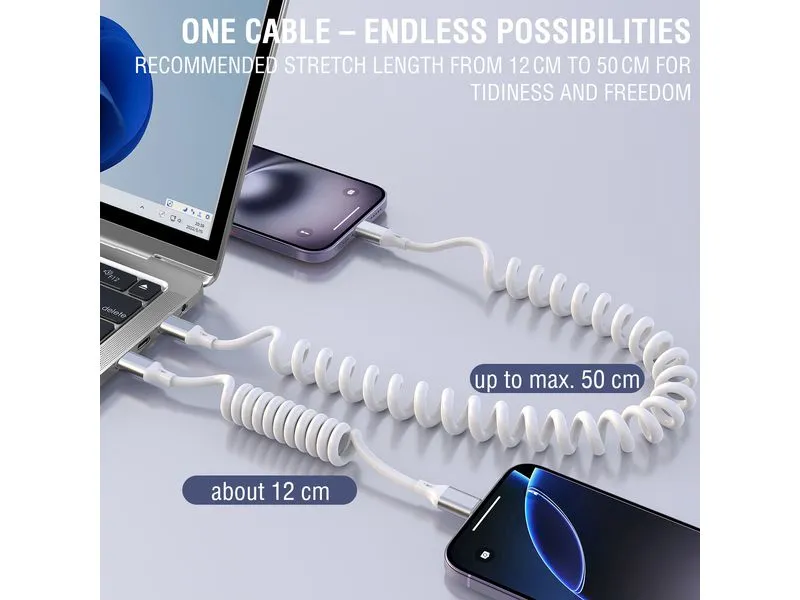 4smarts USB 2.0-Spiralkabel USB C - USB C 1.35 m Weiss 4smarts USB 2.0-Spiralkabel USB C - USB C 1.35 m Weiss