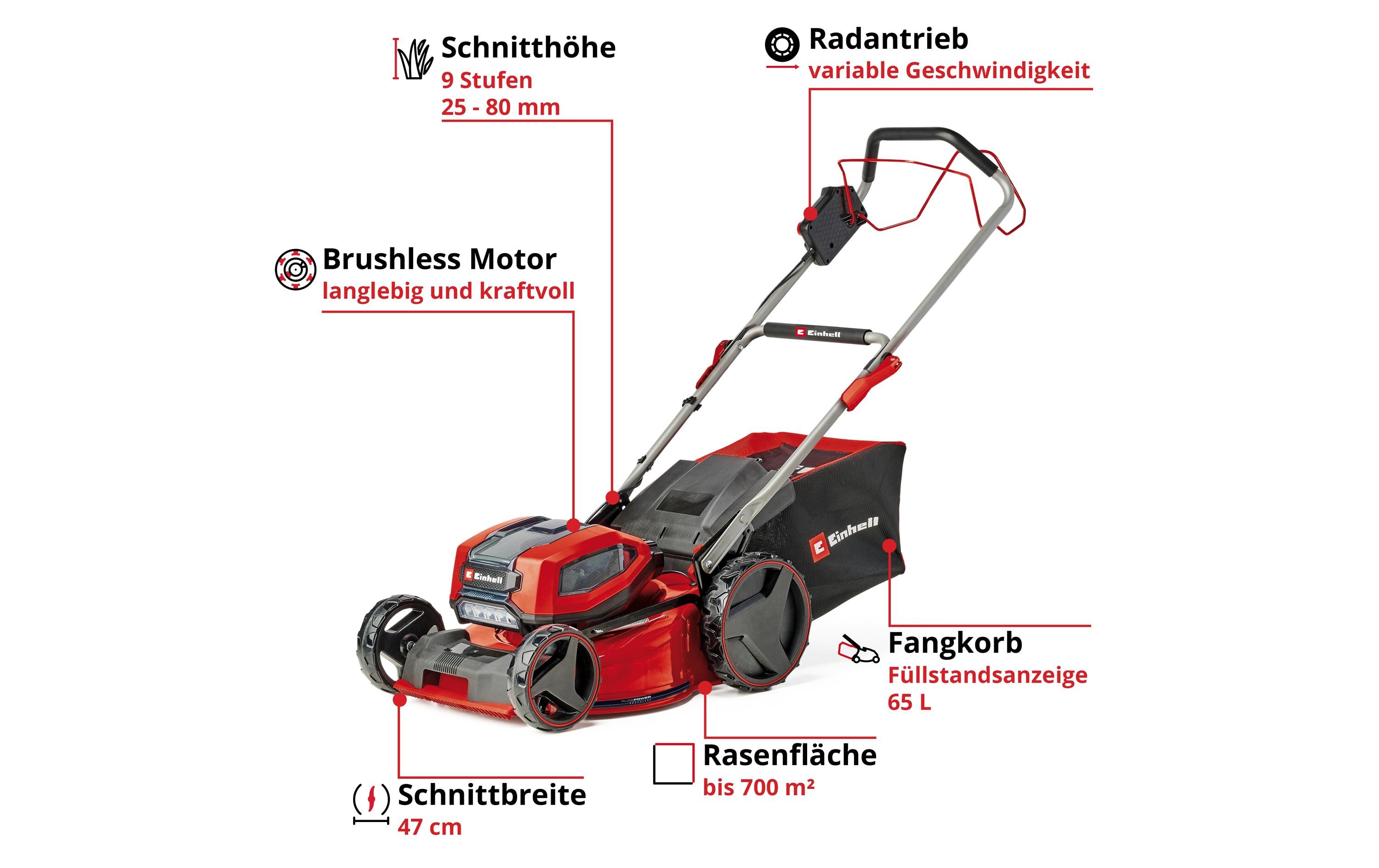 Einhell Professional Akku-Rasenmäher GP-CM 36/47 S Li BL (4 x 4.0Ah)