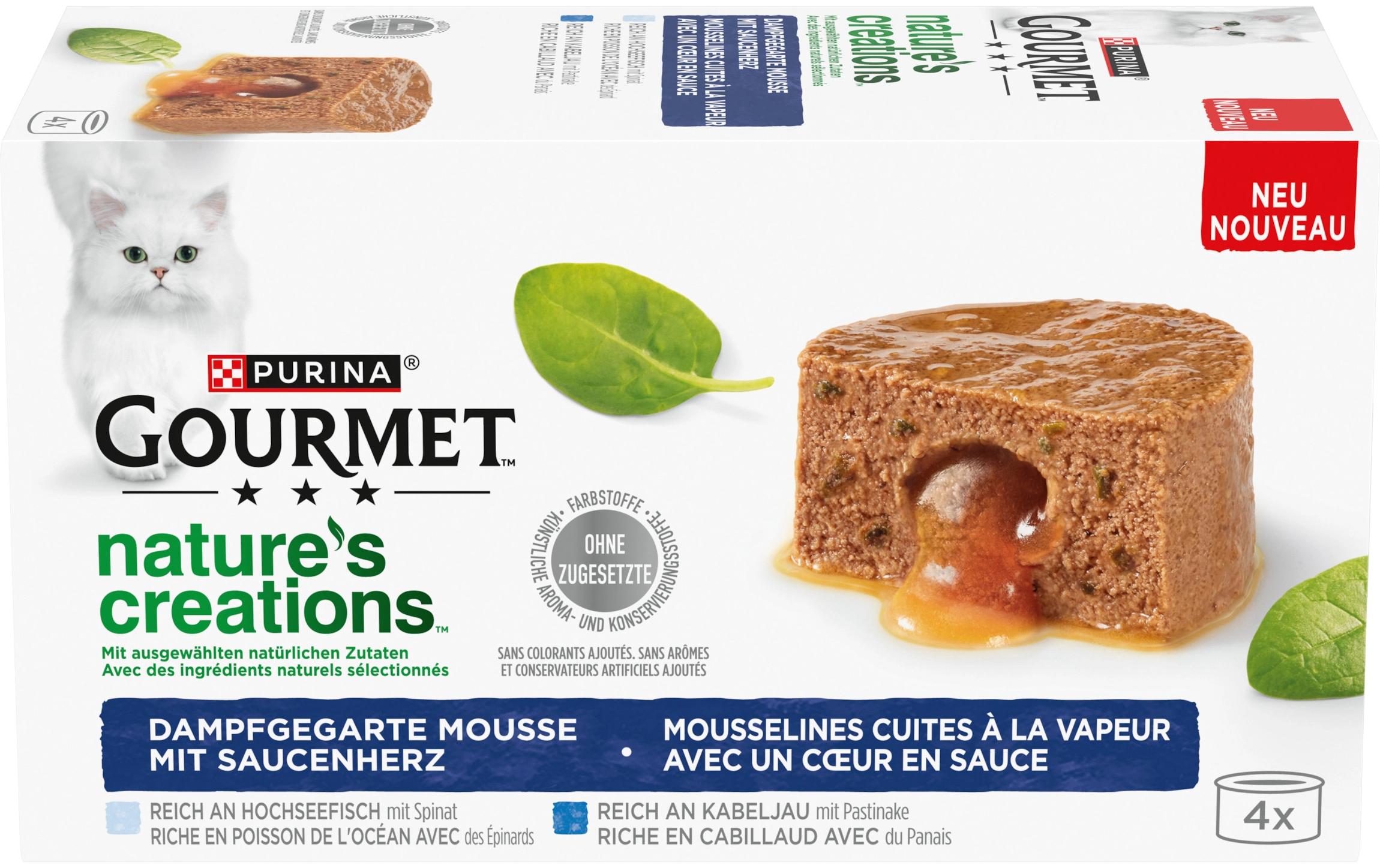 Purina Gourmet Nassfutter Nature's Creation Schmelzender Kern Fisch 4 x 85g