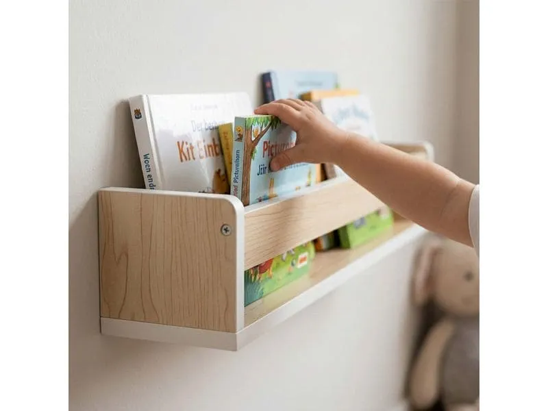 relaxdays Wandregal 3er Set, MDF, Weiss, 58 x 12 x 10 cm