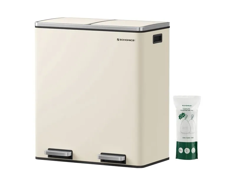Songmics Abfalleimer 60 l, Edelweiss