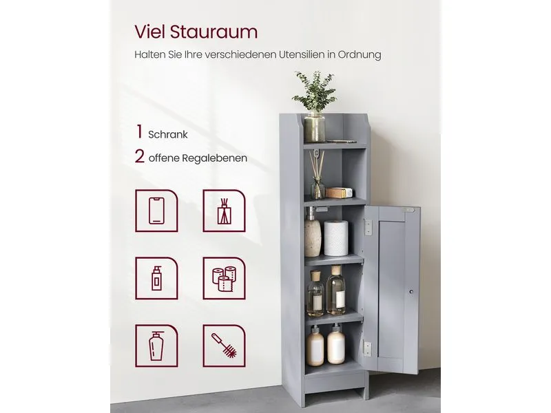 VASAGLE Badezimmer-Schrank 18 x 80 cm, Grau VASAGLE Badezimmer-Schrank 18 x 80 cm, Grau