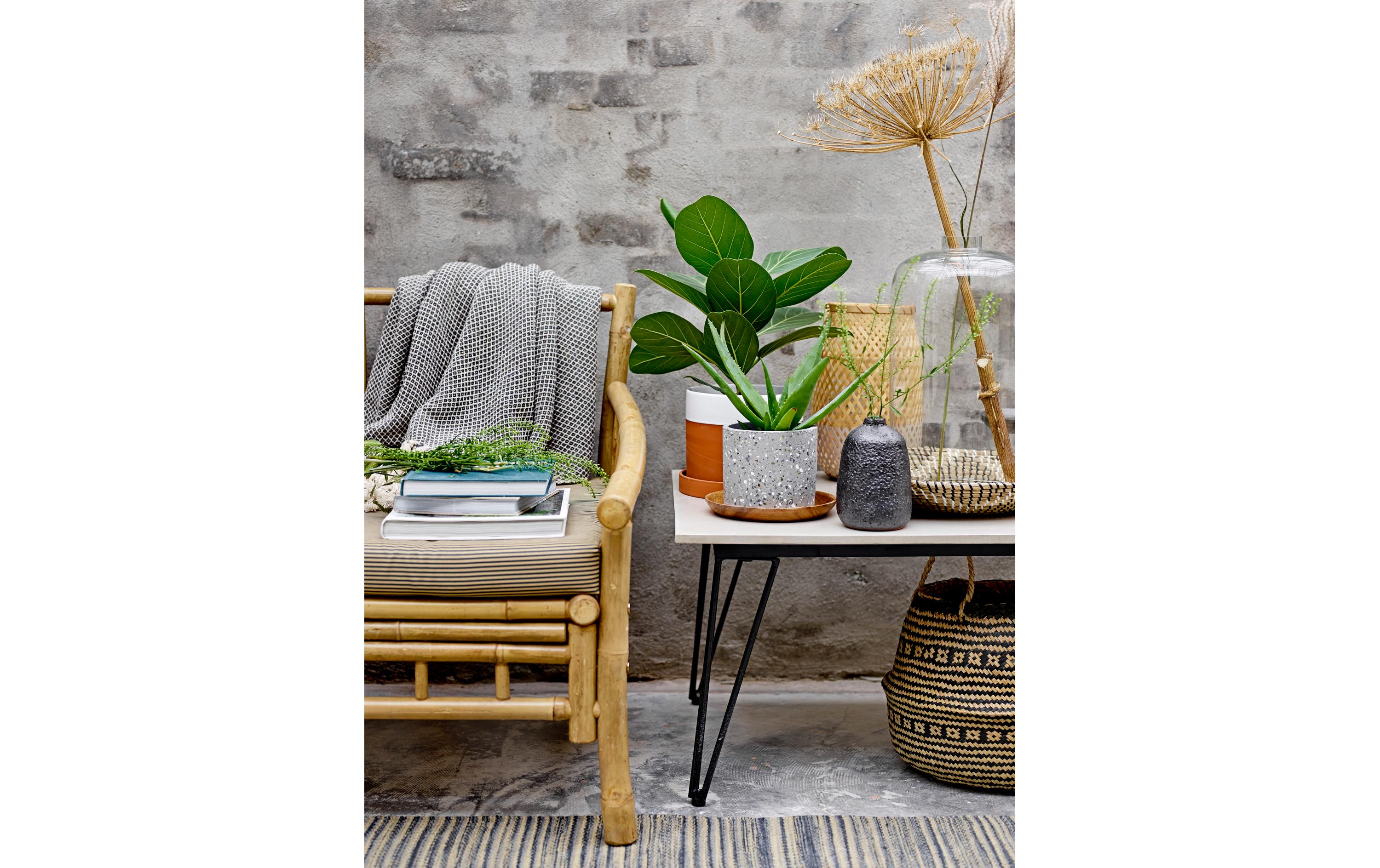 Bloomingville Decke Barry 130 x 160 cm, Beige/Dunkelblau