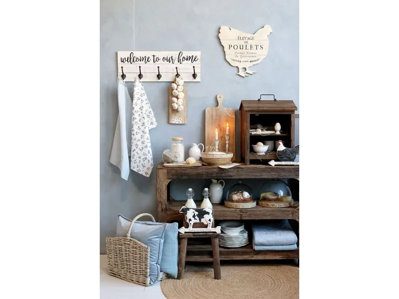 Chic Antique Wandhaken welcome to our home, Crème